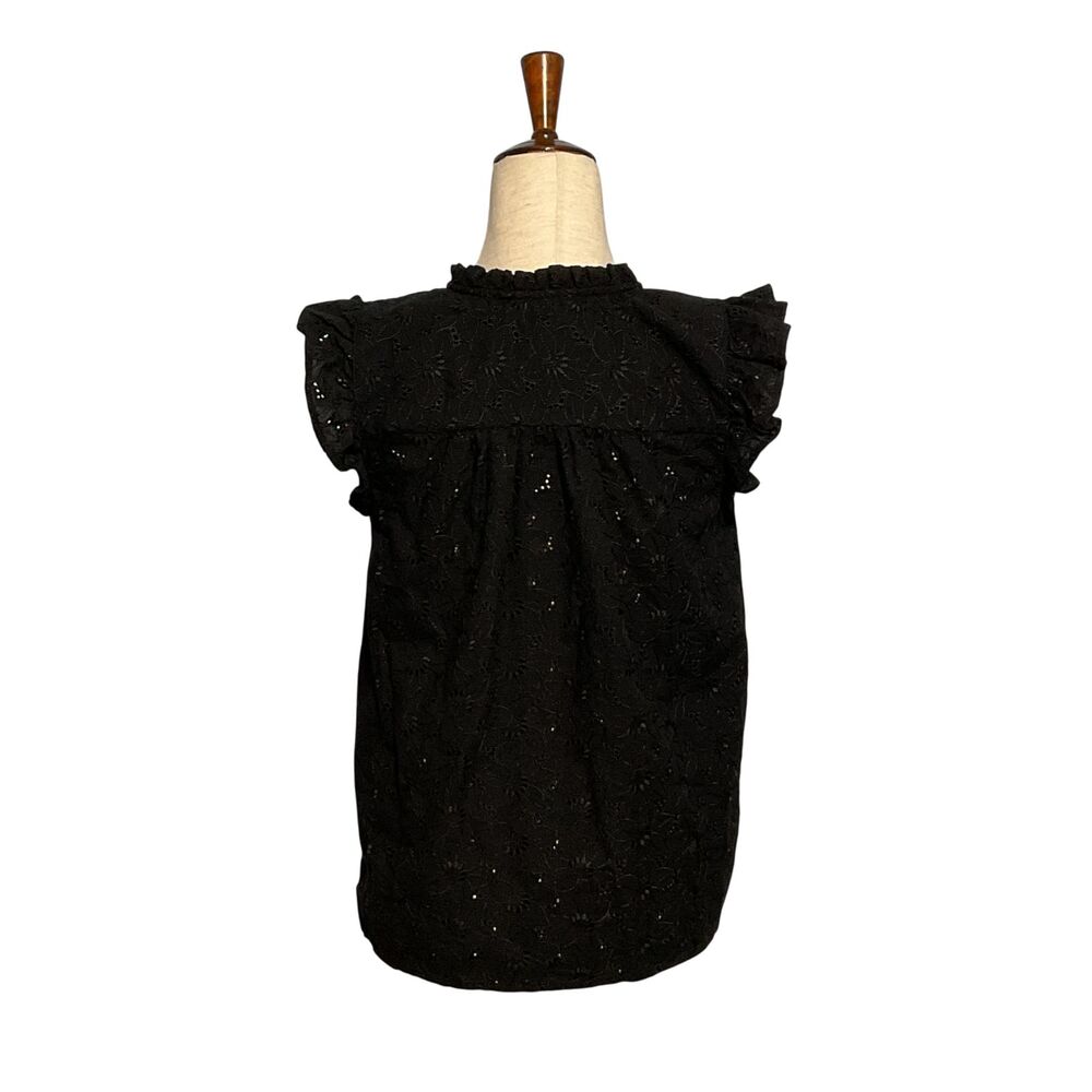 Loft Eyelet Ruffle Split Neck Shell Top Medium - image 7